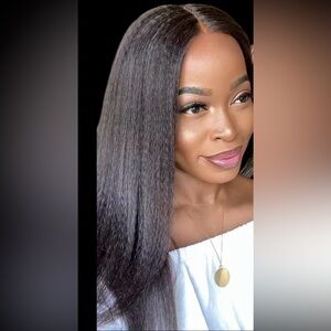 Kinky straight Remy Sleek Natural Black Hair Lace wig